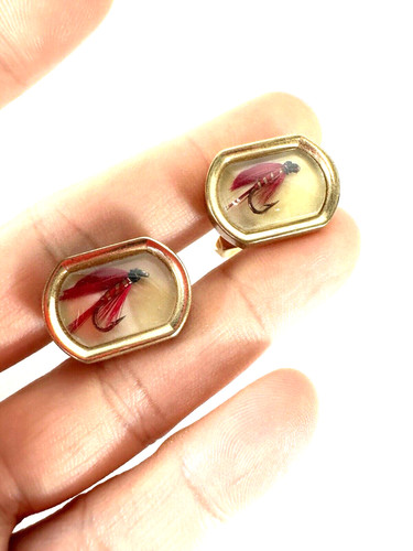Vintage cuff links fly fishing - cuff,